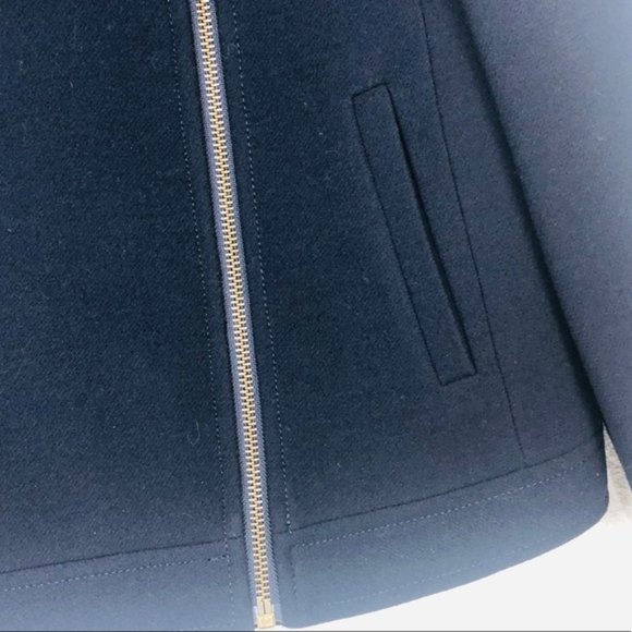 J. CREW Navy Double Cloth Moto Jacket 0 - Picture 6 of 8